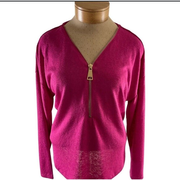 NWT Carmen Marc Valvo pink w gold zippered sweater - Picture 1 of 8